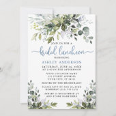 Waterverf Greenery Dusty Blue Bridal Luncheon Kaart (Voorkant)