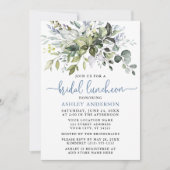 Waterverf Greenery Dusty Blue Bridal Luncheon Kaart (Voorkant)