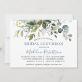 Waterverf Greenery Dusty Blue Bridal Luncheon Kaart (Voorkant)