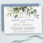 Waterverf Greenery Dusty Blue Bridal Luncheon Kaart