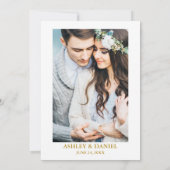 Waterverf Greenery Dusty Blue Gold Fotobruiloft Kaart (Achterkant)