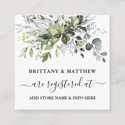 Waterverf Greenery Dusty Blue Informatiekaartje (Voorkant)