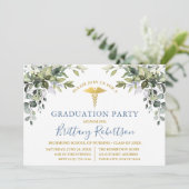 Waterverf Greenery Dusty Blue Medical Afstudeerder Kaart (Staand voorkant)