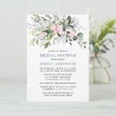 Waterverf Greenery Dusty Blue Pink Vrijgezellenfee Kaart (Staand voorkant)