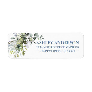 Waterverf Greenery Dusty Blue Return-adres Etiket