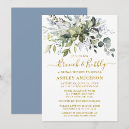 Waterverf Greenery Dusty Blue Vrijgezellenfeest Go Kaart