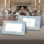 Waterverf Greenery Dusty Blue Wedding Plaatskaartje