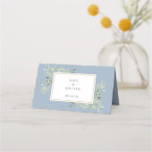 Waterverf Greenery Dusty Blue Wedding Plaatskaartje (Achterkant)