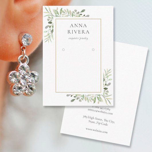 Waterverf Greenery Earring Display Kaart Visitekaartje