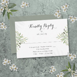 Waterverf Greenery Elegant Script Wedding RSVP Kaartje
