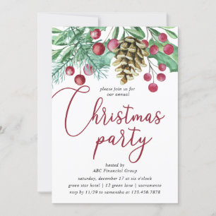 Waterverf Greenery en Berries kerstfeest Kaart