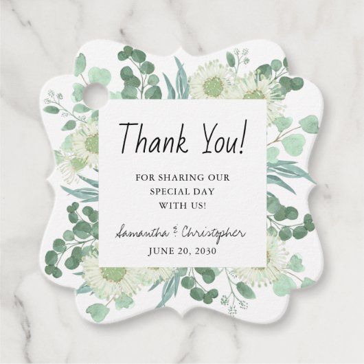 Waterverf Greenery en bloemen Dank je huwelijk Bedankjes Labels (Voorkant)