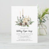 Waterverf Greenery en Candles Holiday Open House (Staand voorkant)