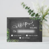 Waterverf Greenery en Chalkboard RSVP Kaartje (Staand voorkant)