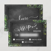 Waterverf Greenery en Chalkboard RSVP Kaartje (Voorkant / Achterkant)