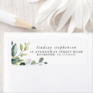 Waterverf Greenery en Eucalyptus Leaves Etiket