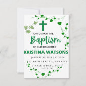 Waterverf Greenery en Flowers Baptisme Kaart (Voorkant)