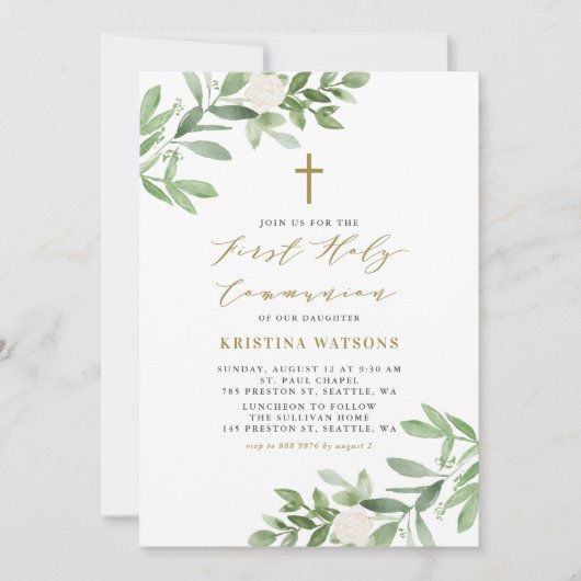 Waterverf Greenery en Flowers First Community Kaart (Voorkant)