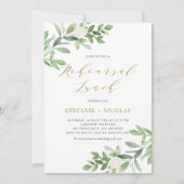 Waterverf Greenery en Flowers Rehearsal Lunch Kaart (Voorkant)