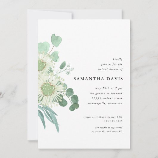 Waterverf Greenery en Flowers Vrijgezellenfeest Kaart (Voorkant)