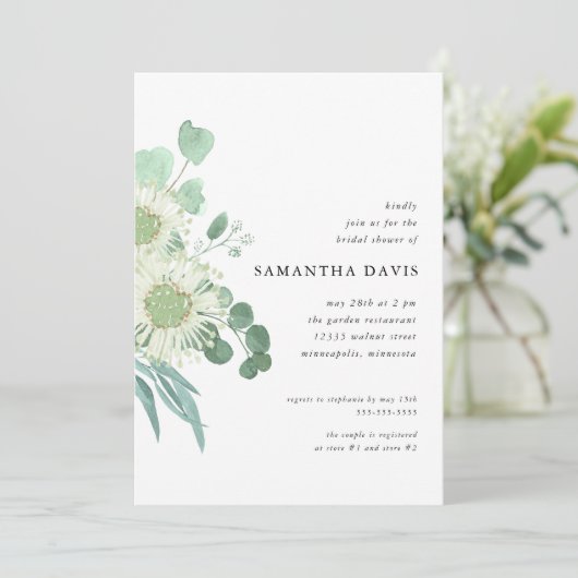 Waterverf Greenery en Flowers Vrijgezellenfeest Kaart (Staand voorkant)