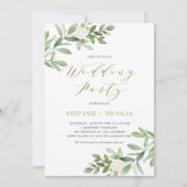 Waterverf Greenery en Flowers Wedding Shower Kaart (Voorkant)