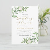 Waterverf Greenery en Flowers Wedding Shower Kaart (Staand voorkant)