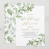 Waterverf Greenery en Flowers Wedding Shower Kaart (Voorkant / Achterkant)