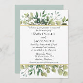 Waterverf Greenery en Gold Botanical Wedding Kaart (Voorkant / Achterkant)