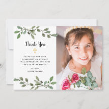 Waterverf Greenery en Gold Photo First Commune