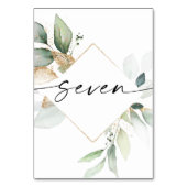 Waterverf Greenery en Gold Table Numbers zeven Kaart (Achterkant)
