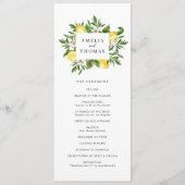 Waterverf Greenery en Lemons Wedding Ceremonie Programmakaart (Voorkant)