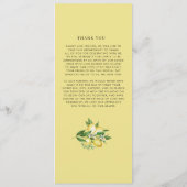 Waterverf Greenery en Lemons Wedding Ceremonie Programmakaart (Achterkant)