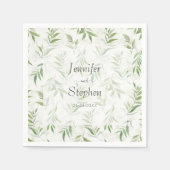 Waterverf Greenery en Marble Wedding Servet (Voorkant)