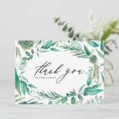 Waterverf Greenery en Succulents Lijst Wedding Bedankkaart (Staand voorkant)