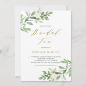 Waterverf Greenery en White Floral Bridal Tea Kaart (Voorkant)