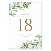 Waterverf Greenery en White Floral Gold Wedding Kaart (Voorkant)