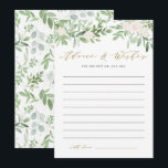 Waterverf Greenery en White Flower Wedding Advieskaart<br><div class="desc">Geef je advies en wens je een goede wil aan de nieuwsleed met deze whimsical trouwadvieskaart. Het bevat waterverf illustraties van grijze en witte bloemen met hetzelfde botanische patroon. Dit groene advies en deze wenskaart is perfect voor lente- en winterbruiloften.</div>