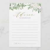 Waterverf Greenery en White Flowers Baby shower Advieskaart (Voorkant)