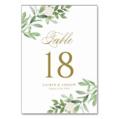 Waterverf Greenery en White Flowers Gold Kaart (Voorkant)