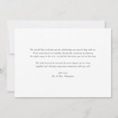 Waterverf Greenery en White Flowers Grey Wedding Bedankkaart (Achterkant)