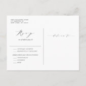 Waterverf Greenery en White Flowers Grey Wedding Uitnodiging Briefkaart (Achterkant)