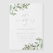 Waterverf Greenery en White Flowers Grey Wedding Vellum Uitnodigingen (Voorkant)