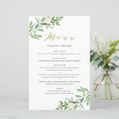 Waterverf Greenery en White Flowers Menu Kaart (Staand voorkant)