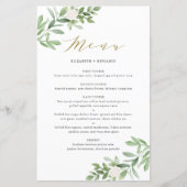 Waterverf Greenery en White Flowers Menu Kaart (Voorkant)