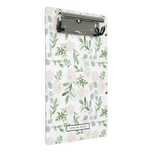 Waterverf Greenery en White Flowers Pattern Mini Klembord (Schuin)