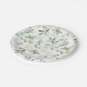 Waterverf Greenery en White Flowers Pattern Papieren Bordje (Gekanteld)