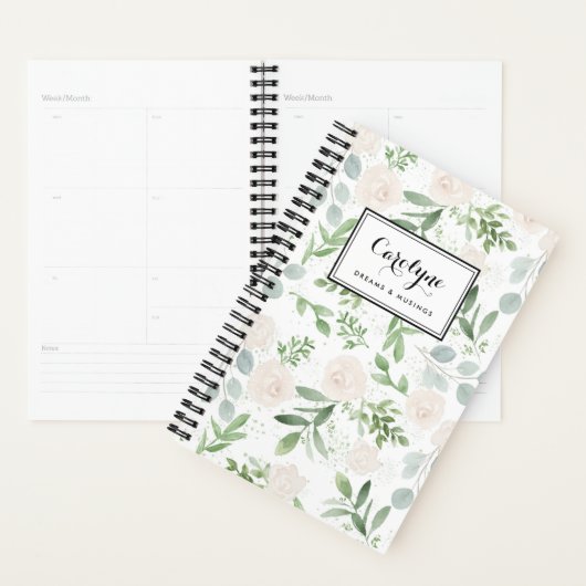 Waterverf Greenery en White Flowers Pattern Planner (Display)