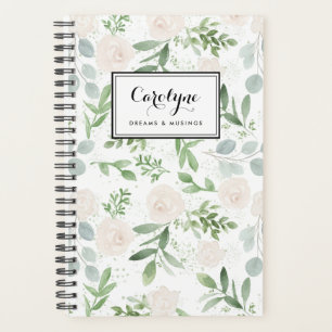 Waterverf Greenery en White Flowers Pattern Planner