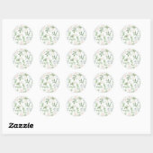 Waterverf Greenery en White Flowers Pattern Ronde Sticker (Vel)
